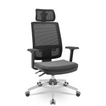 Cadeira Brizza Tela 3D Backplax Cromada Com Apoio Sint Preto Cadeira Brizza Tela 3D Backplax Cromada Com Apoio Sint Preto