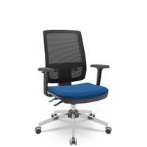 Cadeira Brizza Tela 3D Backplax Cromada Sem Apoio Poli Azul