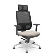 Cadeira Brizza Tela 3D Slider Cromada Com Apoio NR17 Plax