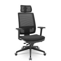 Cadeira Brizza Tela 3D Slider Piramidal Com Apoio Poli Preto Cadeira Brizza Tela 3D Slider Piramidal Com Apoio Poli Preto