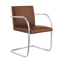 Cadeira Brno para Escritório material sintético Marrom Tubular Cromada