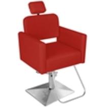 Cadeira Cabeleireiro Ravenna Reclinável Vermelho Pé Quadrado