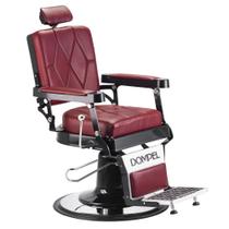 Cadeira Cabelereiro Barbeiro Poltrona Reclinável Apoio Pé Cabeça Harley Salão Beleza Vermelha Preta - Dompel