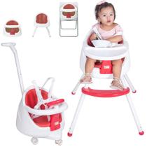 Cadeira Cadeirão de Alimentação de Bebê Infantil Comer Refeição Booster Brinquedo Carrinho Volante 4 em 1 Lily Vermelho