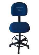 Cadeira caixa alta com aro com base sapata fixa pra recepçao balcao mercadotecido azul