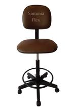 Cadeira caixa alta com aro e com rodízio pra recepçao balcao mercado corano marrom