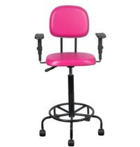 Cadeira Caixa Alta Com Braço Base Semi Corano Pink