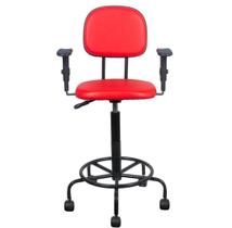 Cadeira Caixa Alta Com Braço Base Semi Corano Vermelho