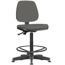 Cadeira Caixa Alta Giratória Job L02 Crepe Cinza - Lyam Decor