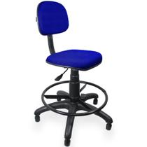 Cadeira Caixa Alta Giratória Secretaria - Tecido Azul