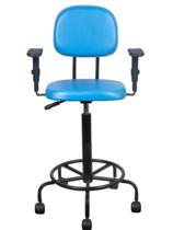 Cadeira caixa alta L duplo com braço base semi corano azul claro