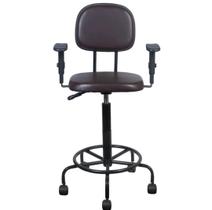 Cadeira Caixa Alta L Duplo Com Braço Base Semi Corano Marrom