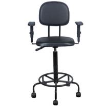 Cadeira caixa alta L duplo com braço base semi corano preto Cadeira caixa alta L duplo com braço base semi corano preto