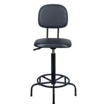 Cadeira caixa alta - L duplo - regulagem de altura - base de ferro fixa corano preto