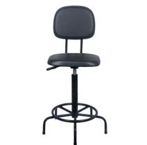 Cadeira caixa alta - L duplo - regulagem de altura - base de ferro fixa corano preto