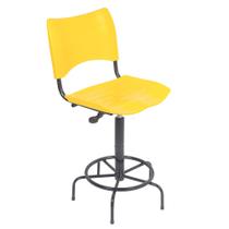 Cadeira Caixa Alta Plástica Amarela Recepcao Hortifruti guarita vigia mercado mercadinho clean design luxo premium
