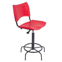 Cadeira Caixa Alta Plástica Vermelha Recepcao Hortifruti guarita vigia mercado mercadinho clean design luxo premium - PopMov