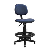 Cadeira Caixa Alta Secretária Giratória Para Balcão Mercado C/ Apoio Para Os Pés Azul Com Preto - STILOS MOVEIS CORPORATIVOS