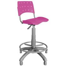 Cadeira Caixa Giratória Plástica Anatômica Rosa Base Cinza - ULTRA Móveis