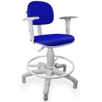 Cadeira Caixa Jserrano Azul Royal Com Braço Base Cinza - ULTRA Móveis