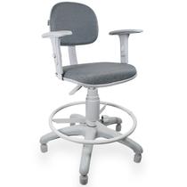 Cadeira Caixa Jserrano Cinza Com Preto Com Braço Base Cinza - ULTRA Móveis