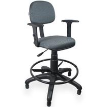Cadeira Caixa Jserrano Cinza Com Preto Com Braço - ULTRA Móveis
