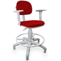 Cadeira Caixa Jserrano Vermelho Com Braço Base Cinza - ULTRA Móveis