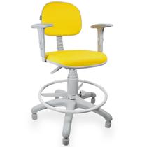 Cadeira Caixa material ecológico Amarelo Com Braço Base Cinza - ULTRA Móveis