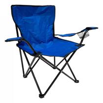 Cadeira Camping Azul Dobrável Porta Copo + Bolsa Transporte