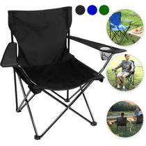 Cadeira Camping Dobrável Praia Pesca Com Apoio de Braço e Porta Copo Com Bolsa Cadeira Camping Dobrável Praia Pesca Com Apoio de Braço e Porta Copo Com Bolsa