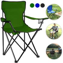 Cadeira Camping Dobrável Praia Pesca Com Apoio de Braço e Porta Copo Com Bolsa