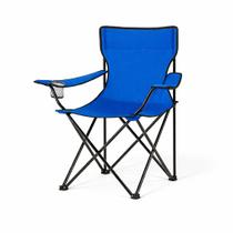 Cadeira Camping Pesca Dobrável 120kg Aço Oxford Porta Copos Bolsa Azul