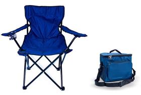 Cadeira Camping Pesca Dobrável Apoio Braços + Bolsa Térmica
