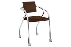 Cadeira Carraro 1713 c/ Rodízio (1 Uni)-Aço Cro/Conhaque