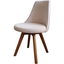 Cadeira Catarina Tecido Cru com Base Giratoria em Madeira cor Castanho - 72266