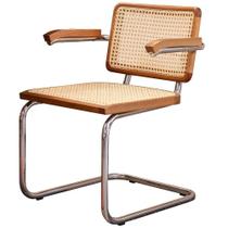 Cadeira Cesca com Braço Tela Sextavada e Base Aço Cromado - 70893 Cadeira Cesca com Braço Tela Sextavada e Base Aço Cromado - 70893