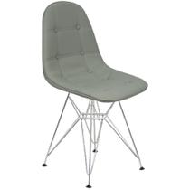 Cadeira Charles Eames Botonê Eiffel Base Metal Cromado Cinza