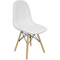 Cadeira Charles Eames Botonê Eiffel Wood Estofada Couro - Branca - Magazine Roma