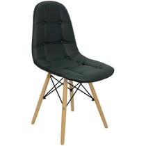 Cadeira Charles Eames Botonê Eiffel Wood Estofada Couro - Preta - Magazine Roma