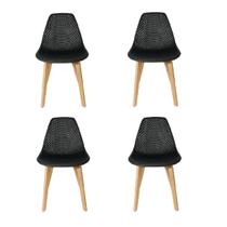 Cadeira CHARLES EAMES Colmeia Solid Wood 131PPF PRETA KIT 4 UN