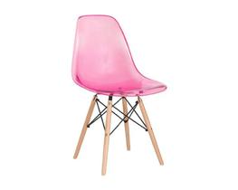 Cadeira Charles Eames Eiffel Acrílico ROSA Transparente Base Madeira Sala Cozinha Jantar