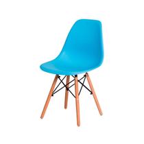 Cadeira Charles Eames Eiffel Azul Claro Base Madeira Sala Cozinha Jantar