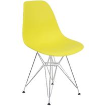 Cadeira Charles Eames Eiffel Base Metal Cromado Amarela