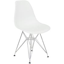 Cadeira Charles Eames Eiffel Base Metal Cromado Branca