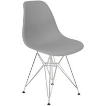 Cadeira Charles Eames Eiffel Base Metal Cromado Cinza