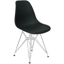 Cadeira Charles Eames Eiffel Base Metal Cromado Preta