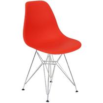 Cadeira Charles Eames Eiffel Base Metal Cromado Vermelha