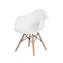 Cadeira Charles Eames Eiffel Com Braço Branca Base Madeira