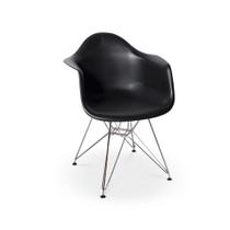 Cadeira Charles Eames Eiffel Com Braços - Base Metal Cromado - Preta