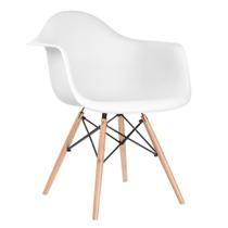 Cadeira Charles Eames Eiffel com braços - DAW - Base de madeira clara